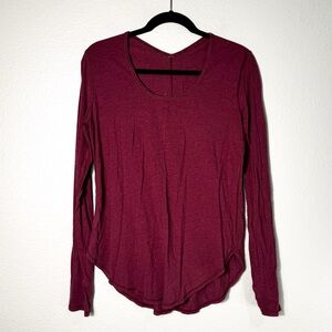 Lululemon Athletica Burgundy Rounded Hem Long Sleeve Tee